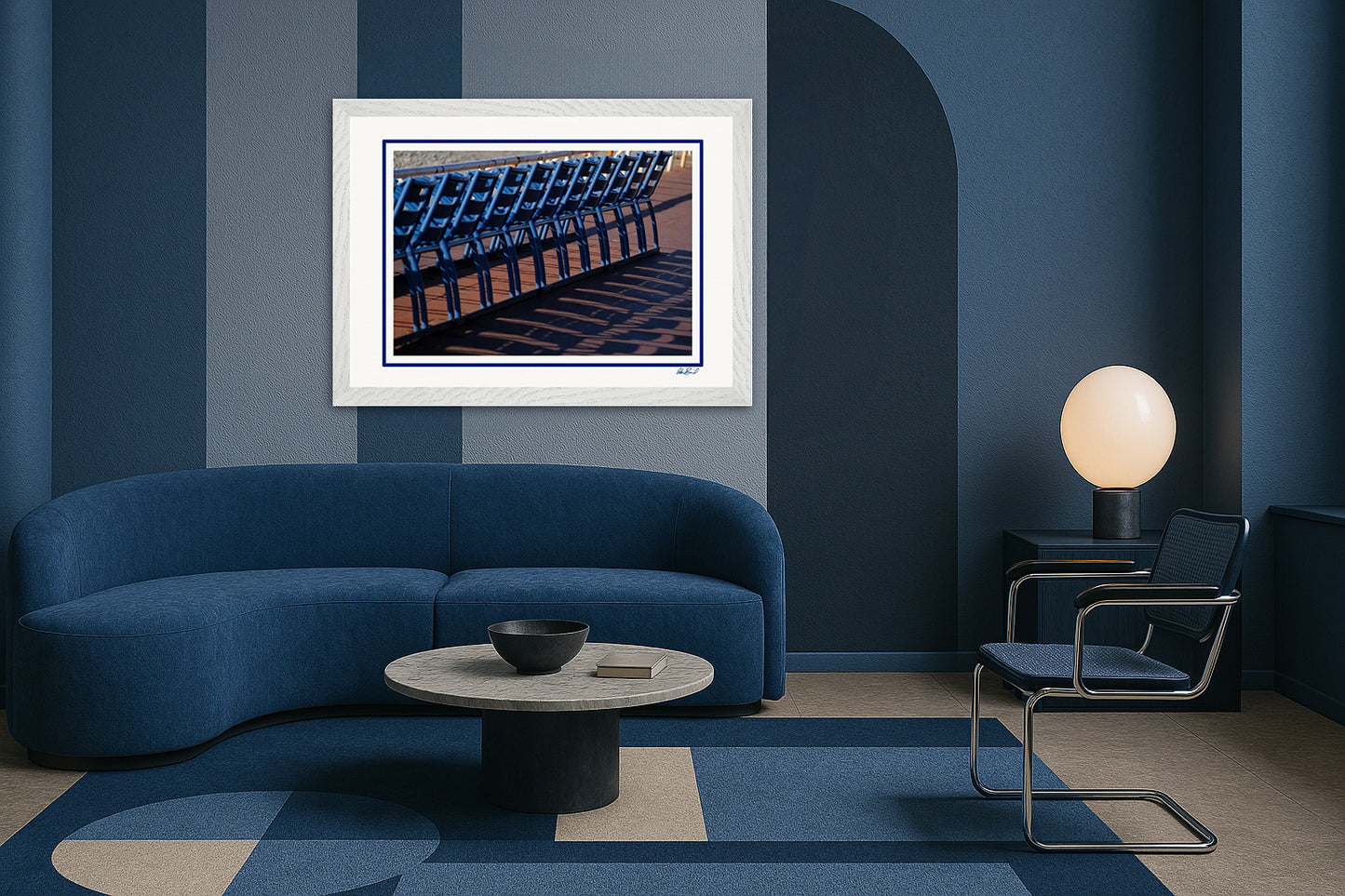 LA PROM 021-Les Chaises Bleues-Promenade des Anglais.Nice-Framed Wall Photo Print