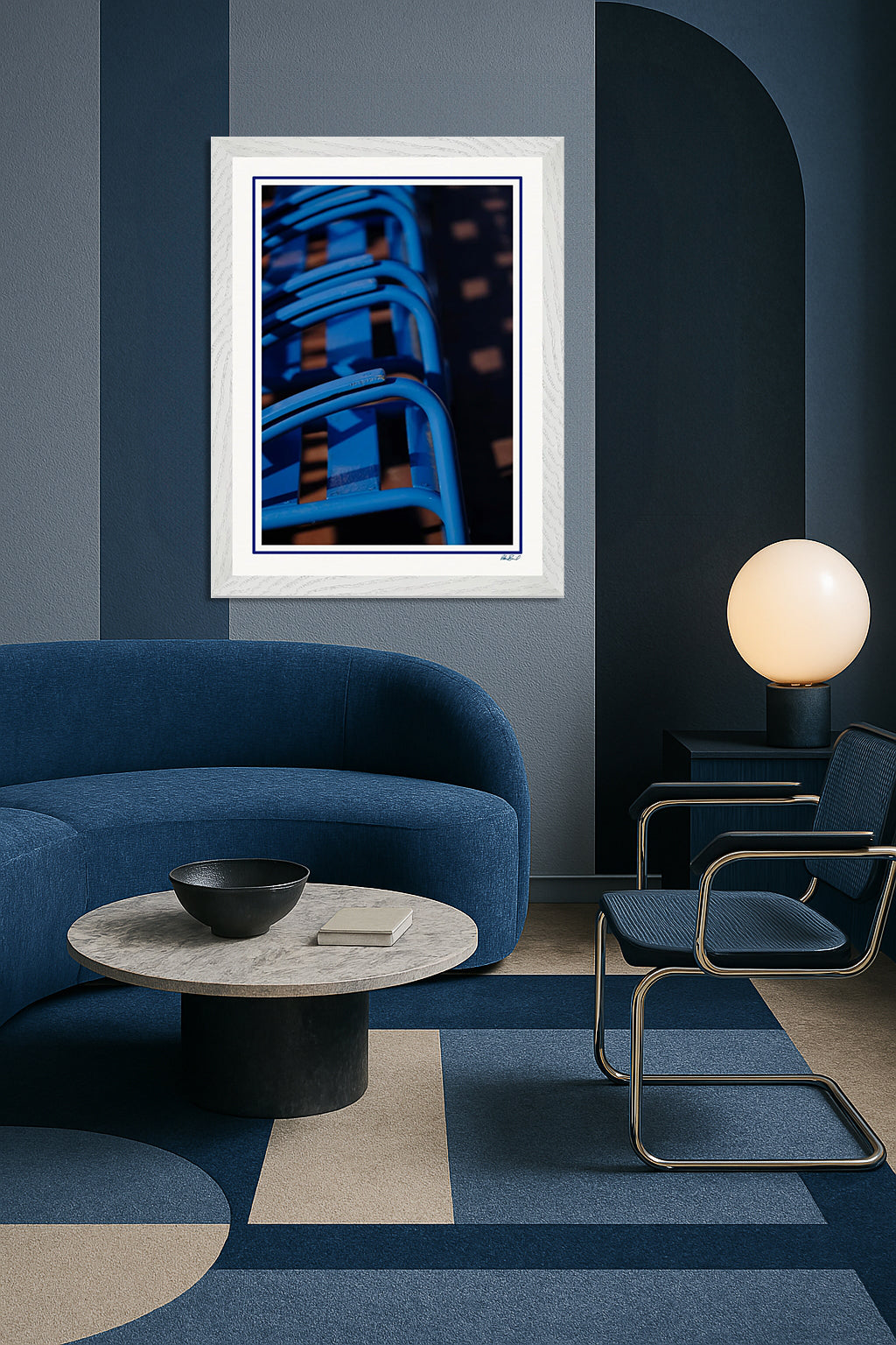 LA PROM 035-Les Chaises Bleues-Promenade des Anglais.Nice-Framed Wall Photo Print