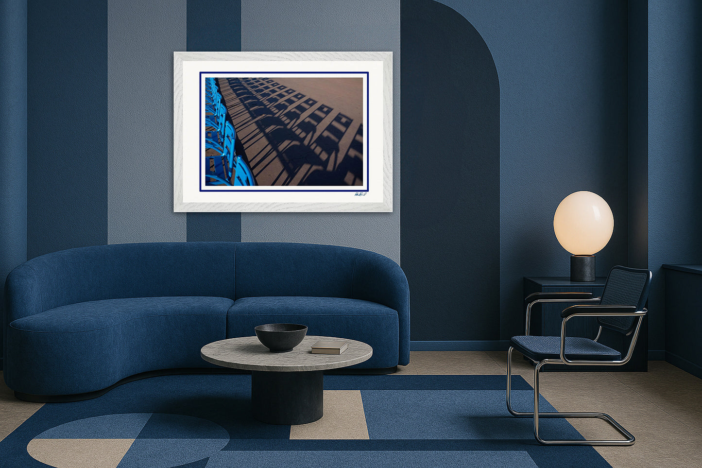 LA PROM 052-Les Chaises Bleues-Promenade des Anglais.Nice-Framed Wall Photo Print
