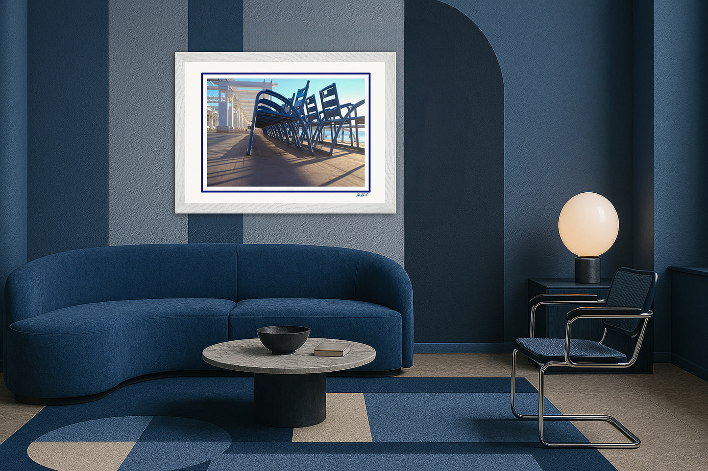 LA PROM 085-Les Chaises Bleues-Promenade des Anglais.Nice-Framed Wall Photo Print