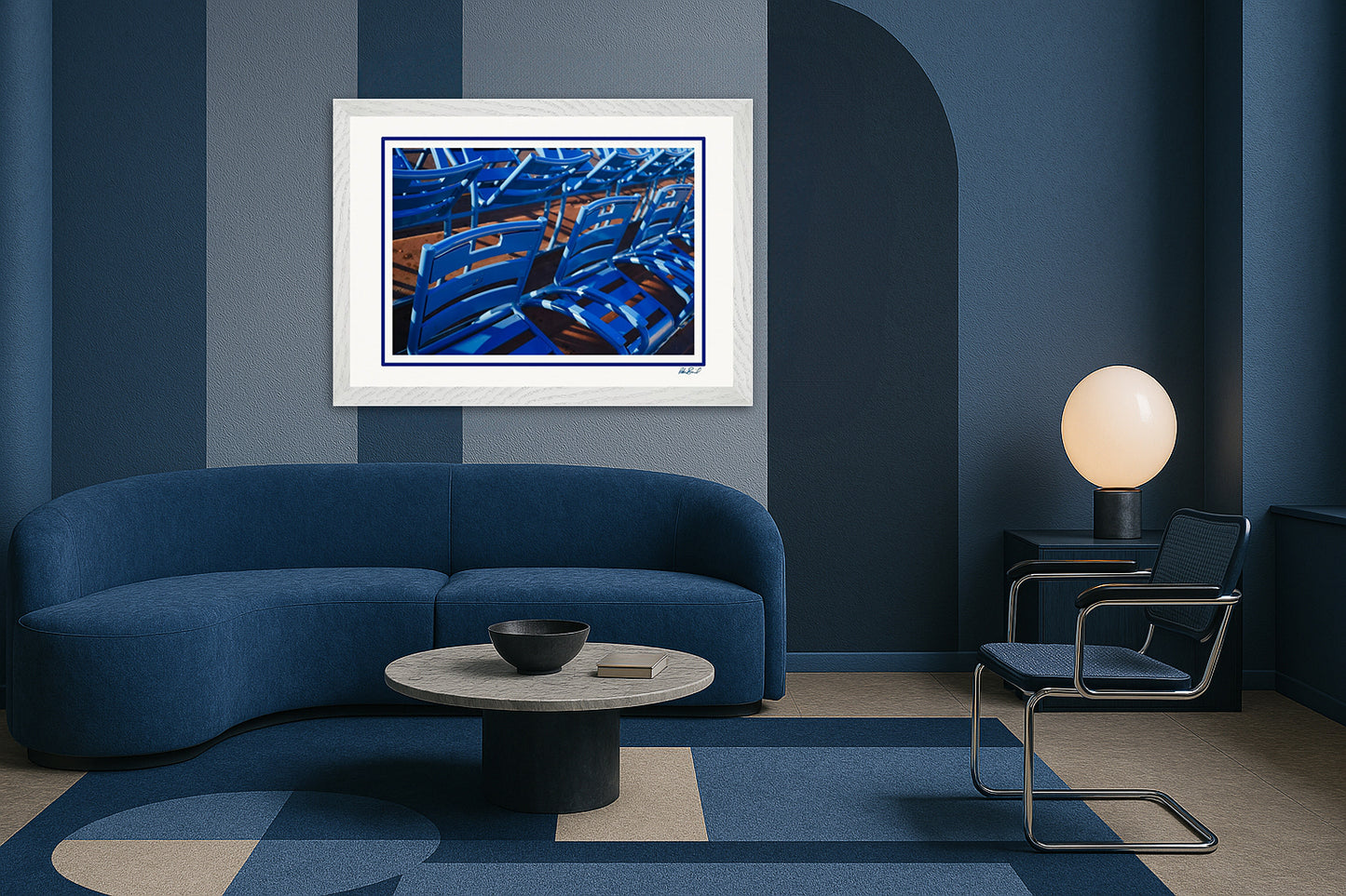 LA PROM 090-Les Chaises Bleues-Promenade des Anglais.Nice-Framed Wall Photo Print