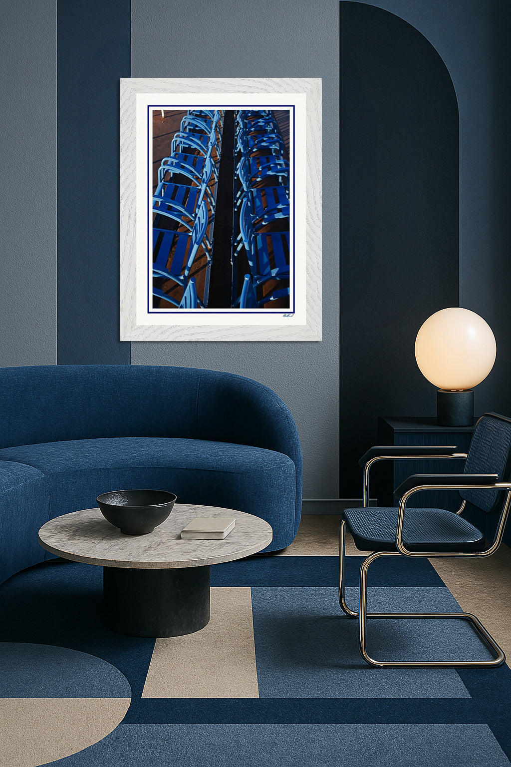LA PROM 105-Les Chaises Bleues-Promenade des Anglais.Nice-Framed Wall Photo Print
