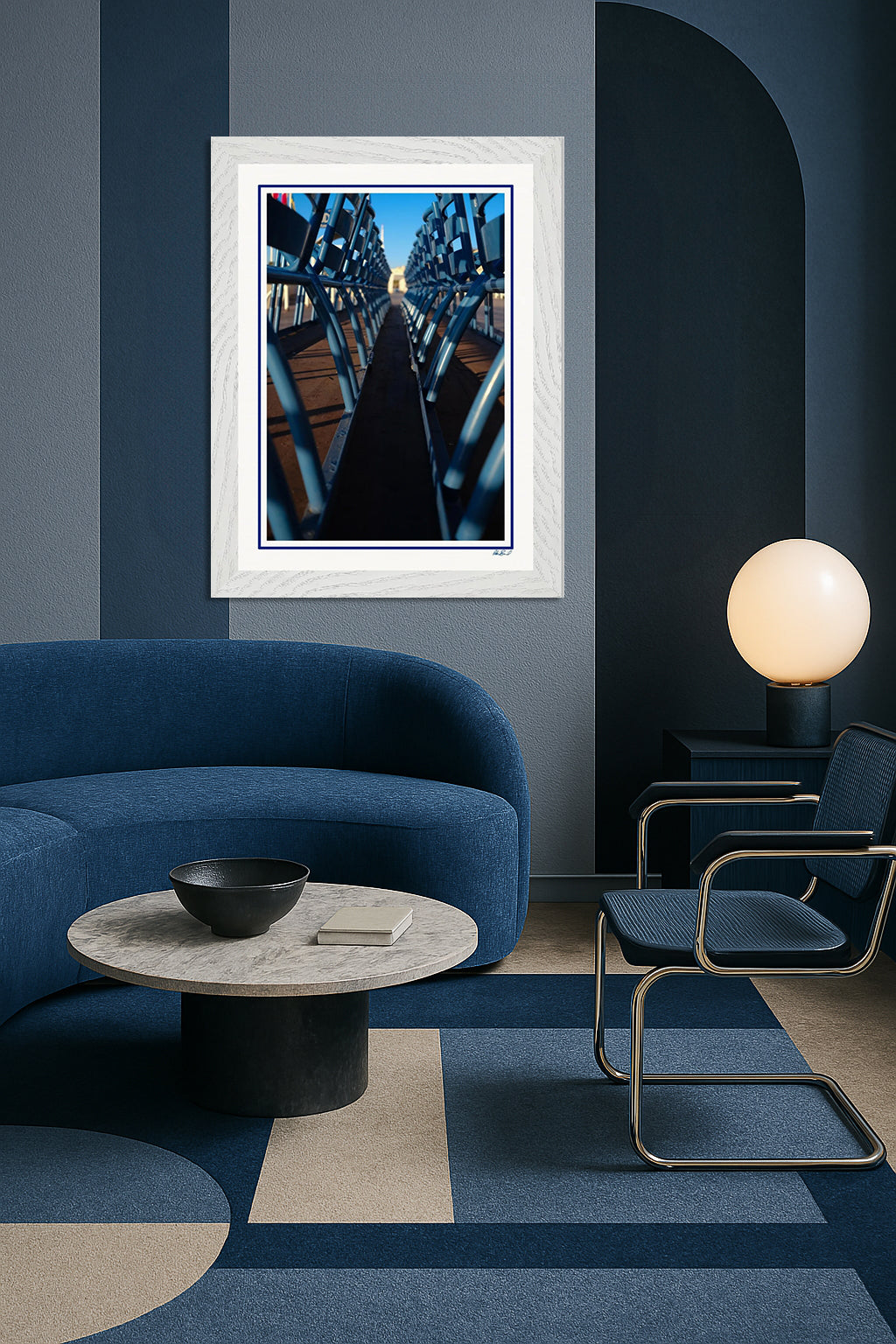 LA PROM 108-Les Chaises Bleues-Promenade des Anglais.Nice-Framed Wall Photo Print