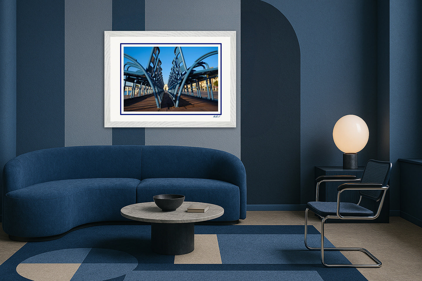 LA PROM 115-Les Chaises Bleues-Promenade des Anglais.Nice-Framed Wall Photo Print