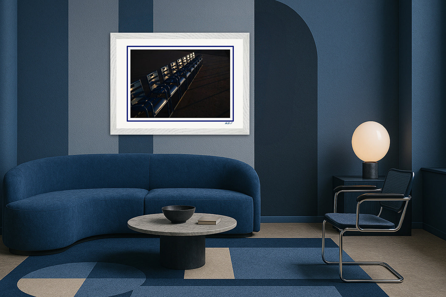 LA PROM 152-Les Chaises Bleues-Promenade des Anglais.Nice-Framed Wall Photo Print