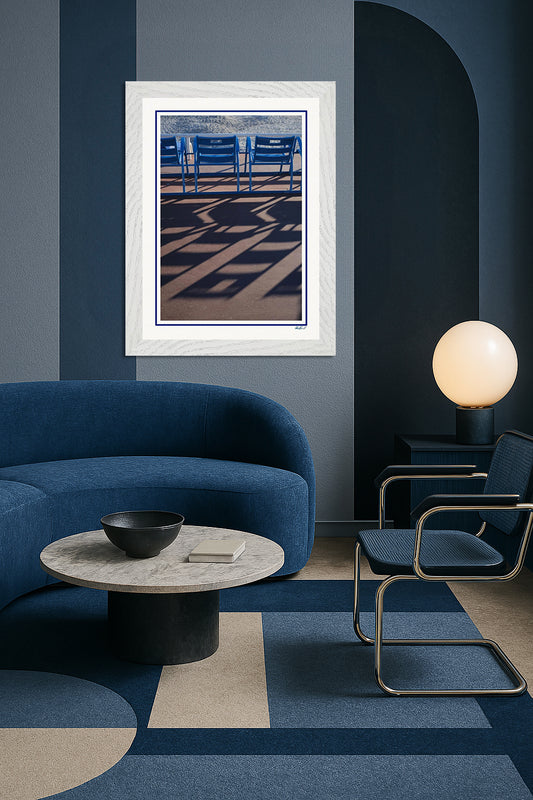 LA PROM 156-Les Chaises Bleues-Promenade des Anglais.Nice-Framed Wall Photo Print