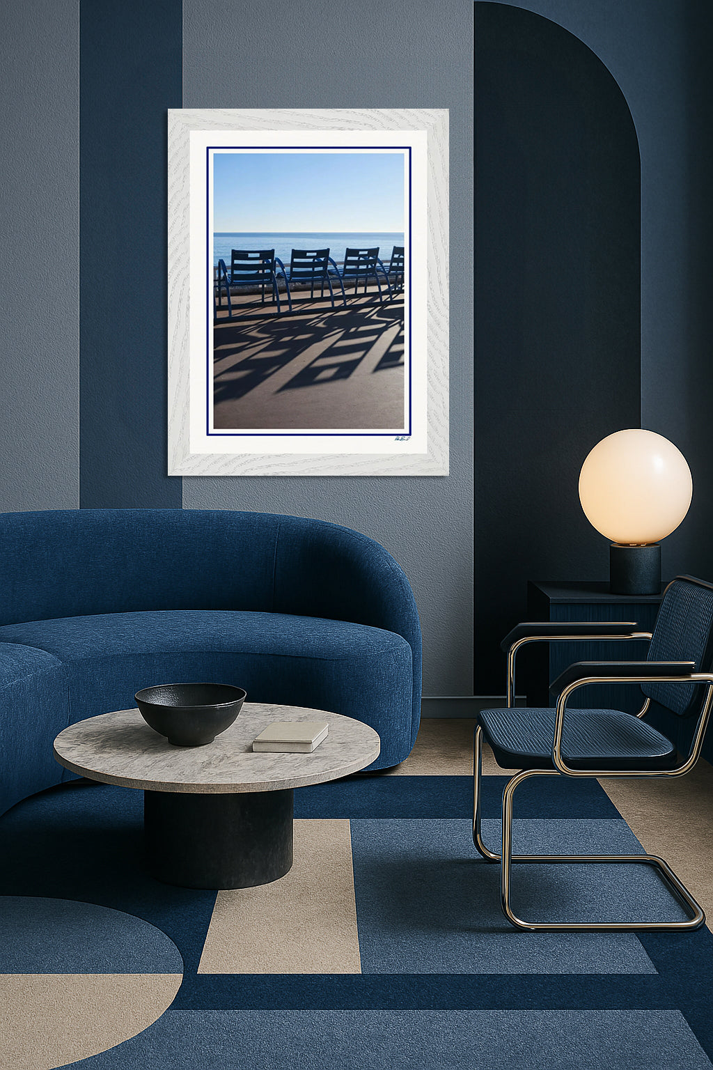 LA PROM 166-Les Chaises Bleues-Promenade des Anglais.Nice-Framed Wall Photo Print