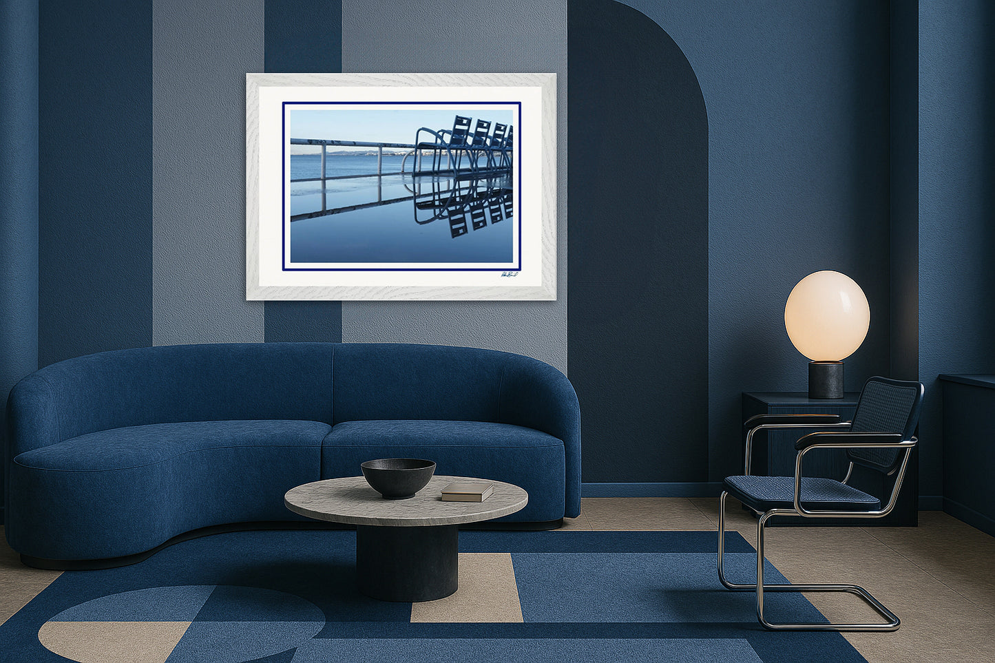 LA PROM 168-Les Chaises Bleues-Promenade des Anglais.Nice-Framed Wall Photo Print