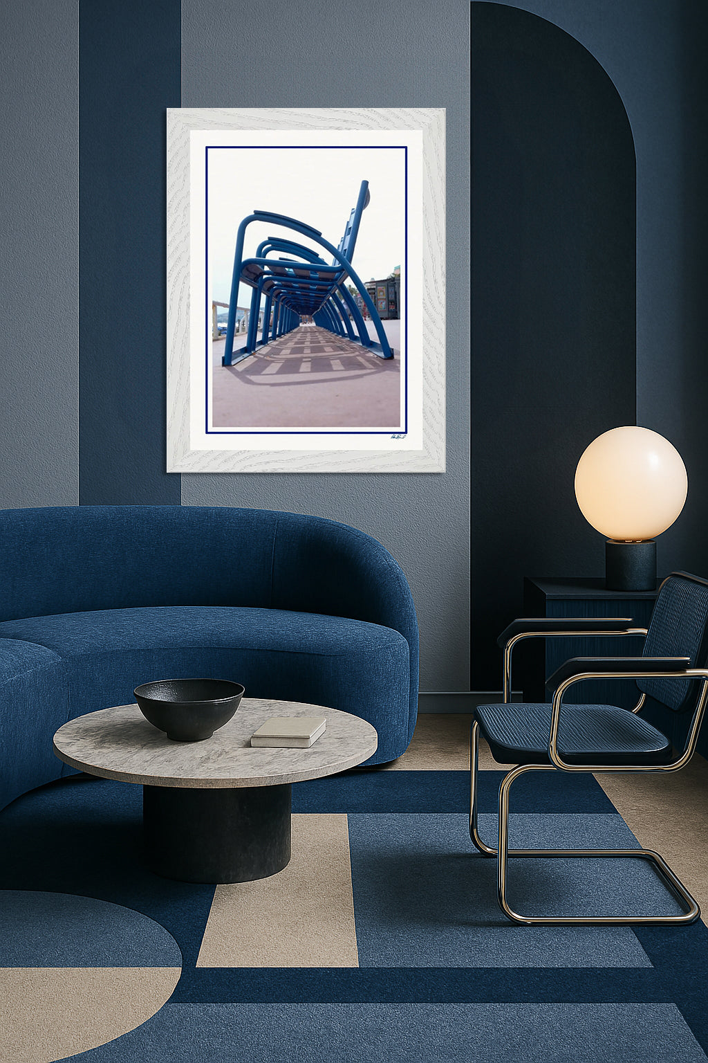 LA PROM 172-Les Chaises Bleues-Promenade des Anglais.Nice-Framed Wall Photo Print