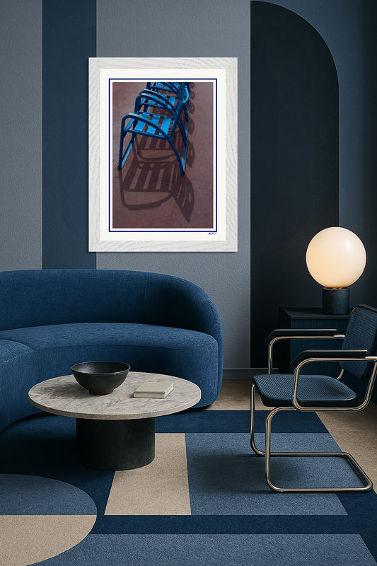 LA PROM 173-Les Chaises Bleues-Promenade des Anglais.Nice-Framed Wall Photo Print