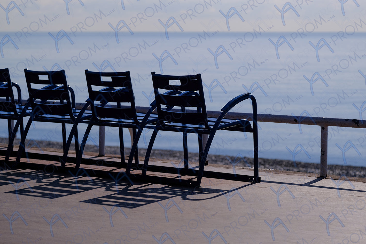 LA PROM 003 -Les Chaises Bleues-Promenade des Anglais.Nice-Framed Wall Photo Print