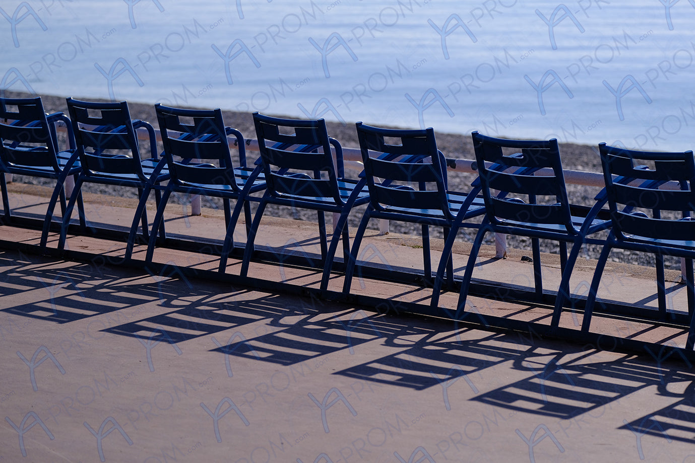 LA PROM 011-Les Chaises Bleues-Promenade des Anglais.Nice-Framed Wall Photo Print