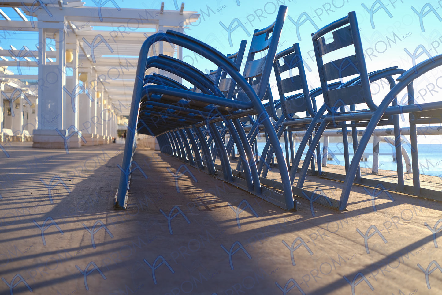 LA PROM 085-Les Chaises Bleues-Promenade des Anglais.Nice-Framed Wall Photo Print