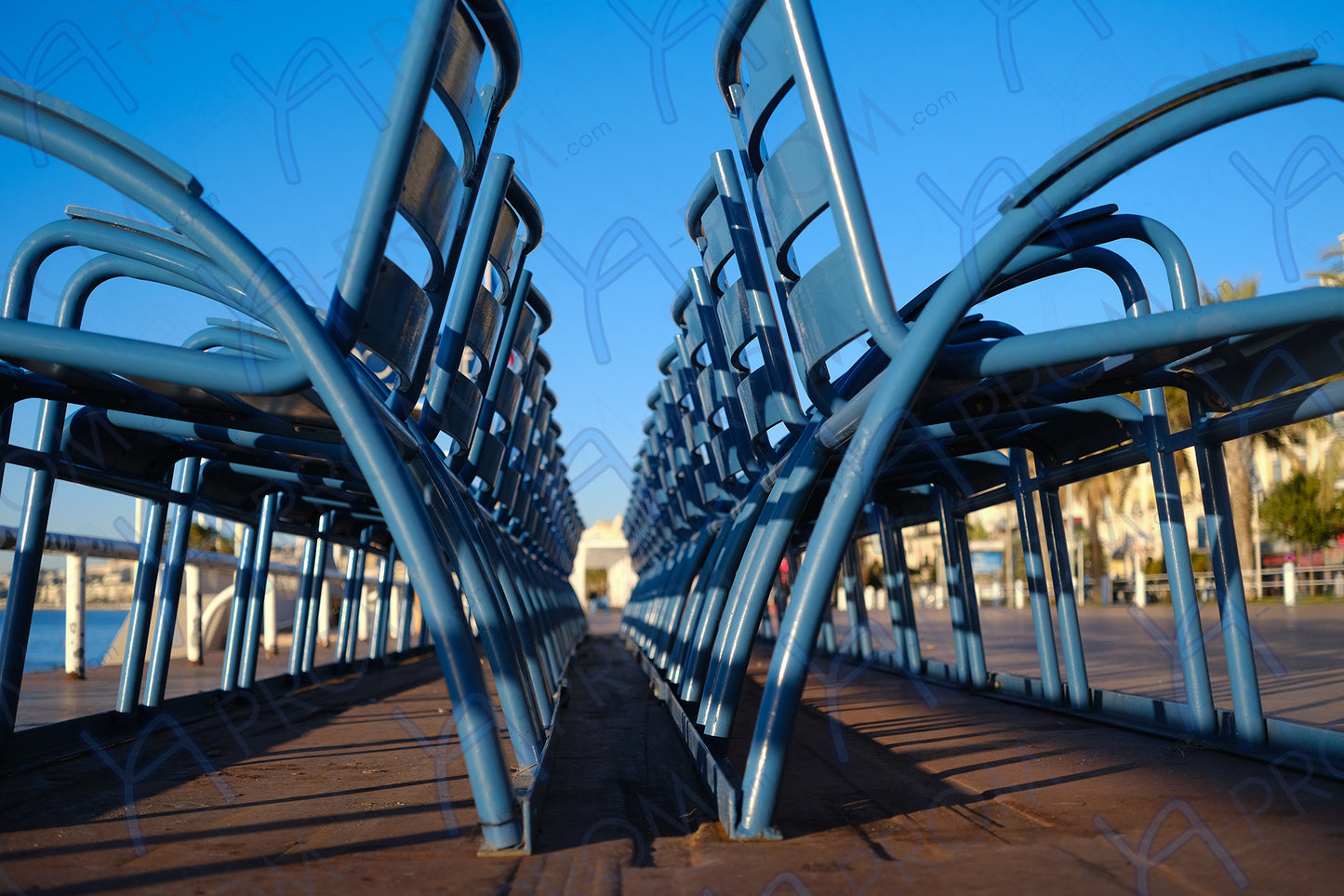 LA PROM 115-Les Chaises Bleues-Promenade des Anglais.Nice-Framed Wall Photo Print