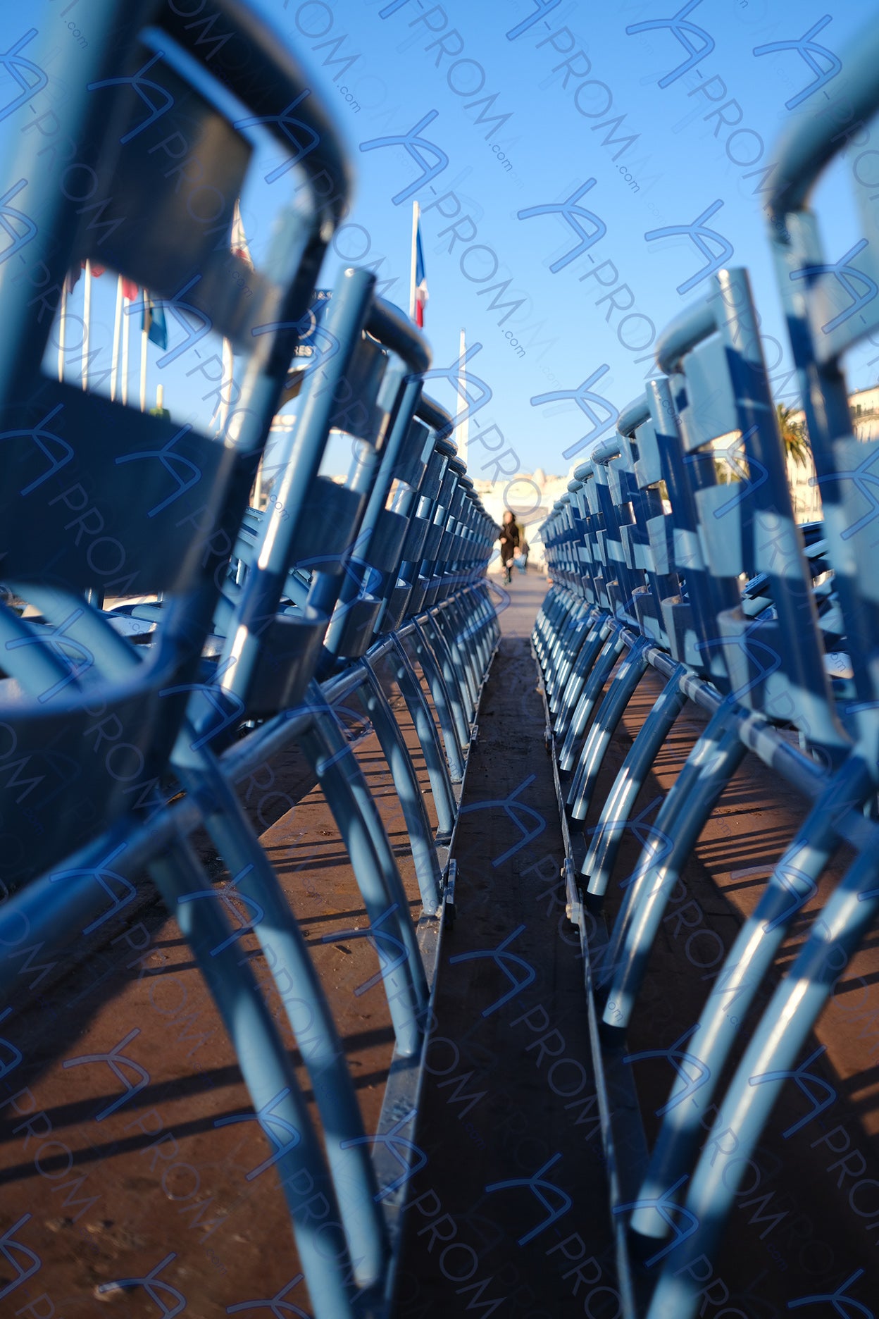 LA PROM 118-Les Chaises Bleues-Promenade des Anglais.Nice-Framed Wall Photo Print