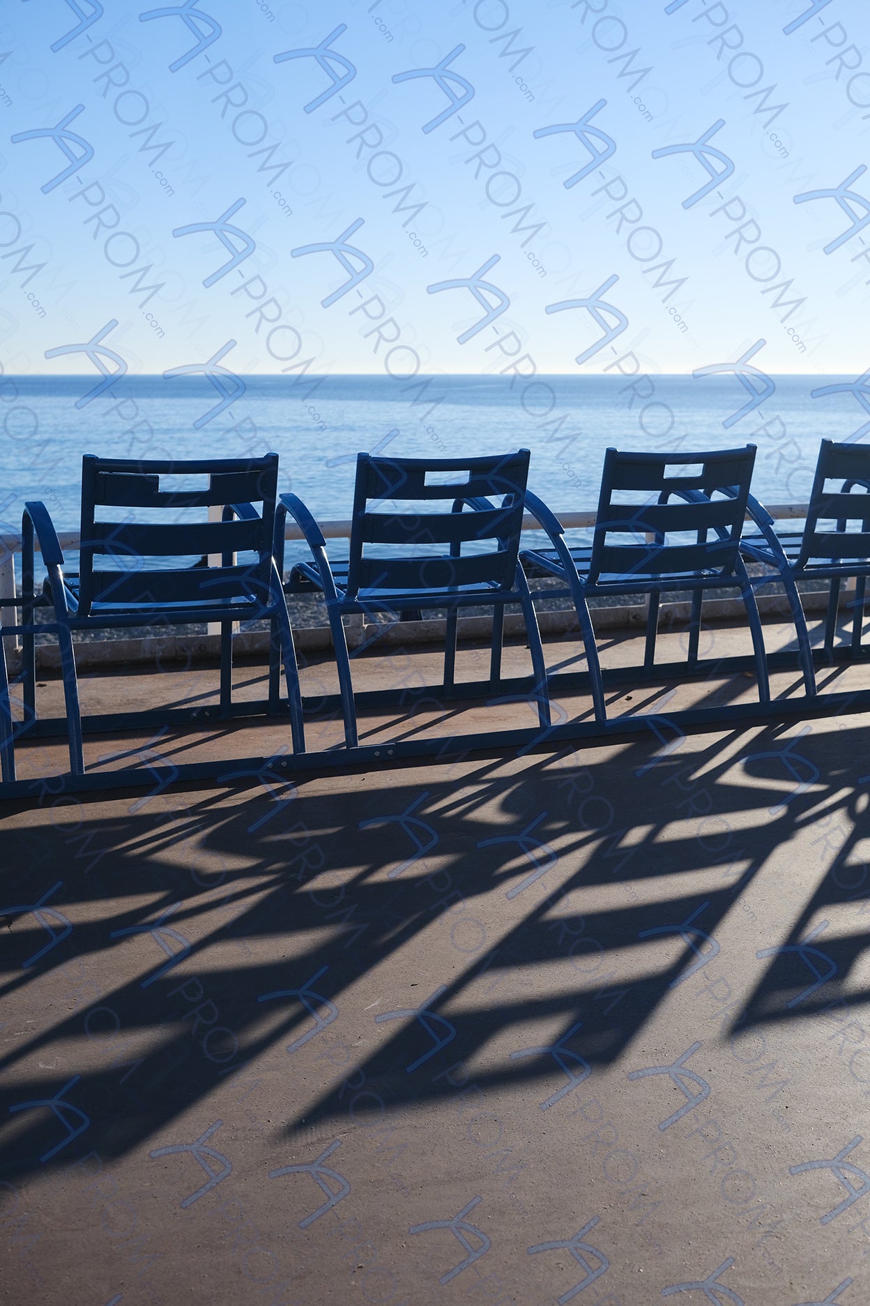 LA PROM 166-Les Chaises Bleues-Promenade des Anglais.Nice-Framed Wall Photo Print