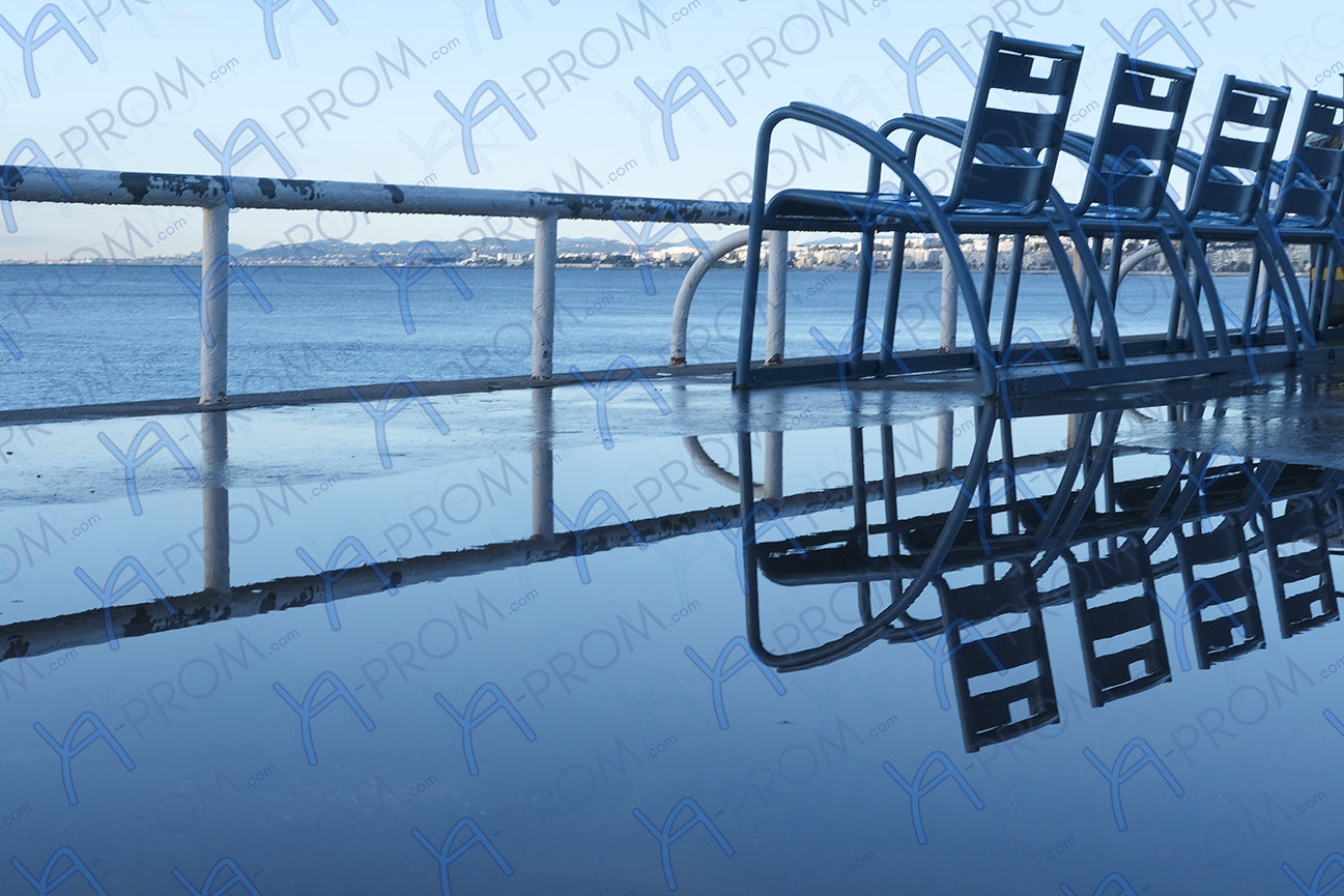 LA PROM 168-Les Chaises Bleues-Promenade des Anglais.Nice-Framed Wall Photo Print