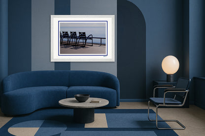 LA PROM 003 -Les Chaises Bleues-Promenade des Anglais.Nice-Framed Wall Photo Print