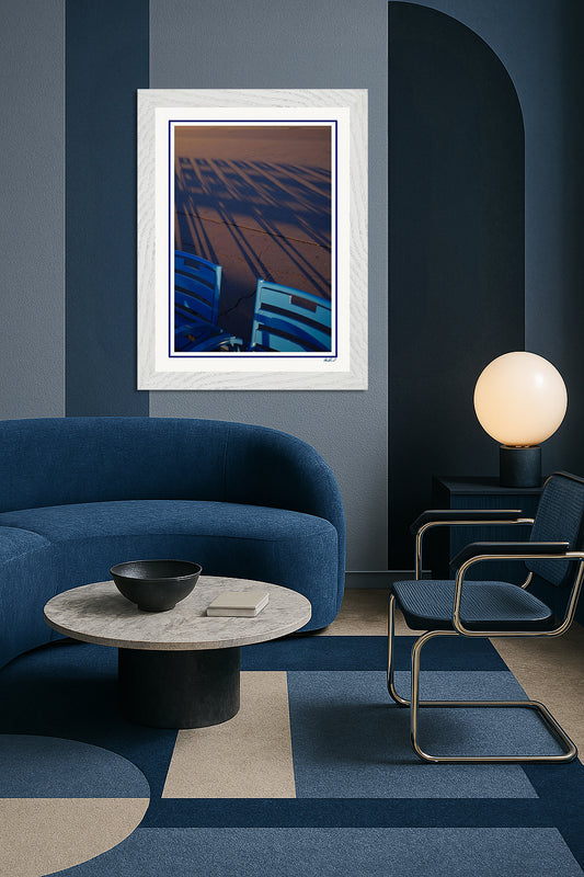 LA PROM 139-Les Chaises Bleues-Promenade des Anglais.Nice-Framed Wall Photo Print