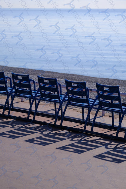LA PROM 010-Les Chaises Bleues-Promenade des Anglais.Nice-Framed Wall Photo Print