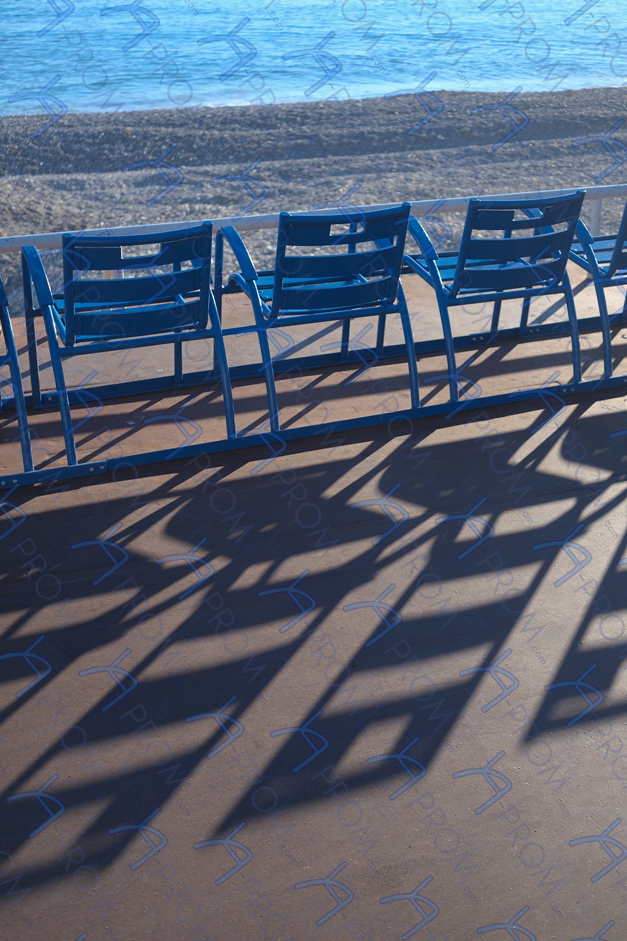 LA PROM 161-Les Chaises Bleues-Promenade des Anglais.Nice-Framed Wall Photo Print